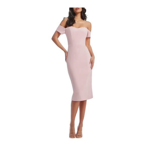 Dress the Population Bailey Bodycon Dress Pink Off Shoulder Size Medium M - Picture 1 of 7